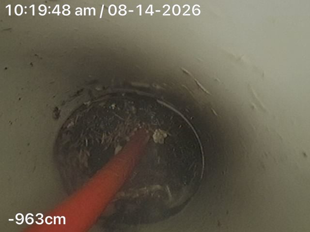 CCTV still of the jet blaster hose working inside the sewer line in Kareela