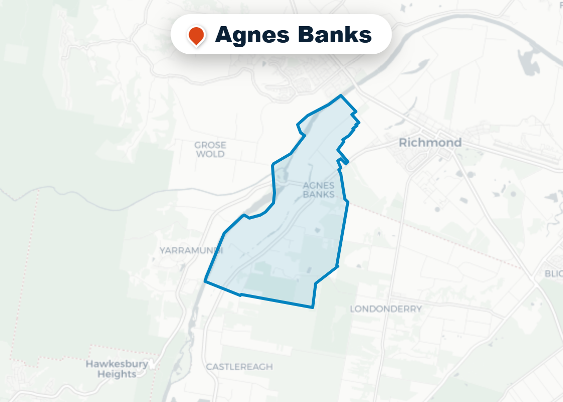 Map of Mr Splash plumbing service area in Agnes Banks