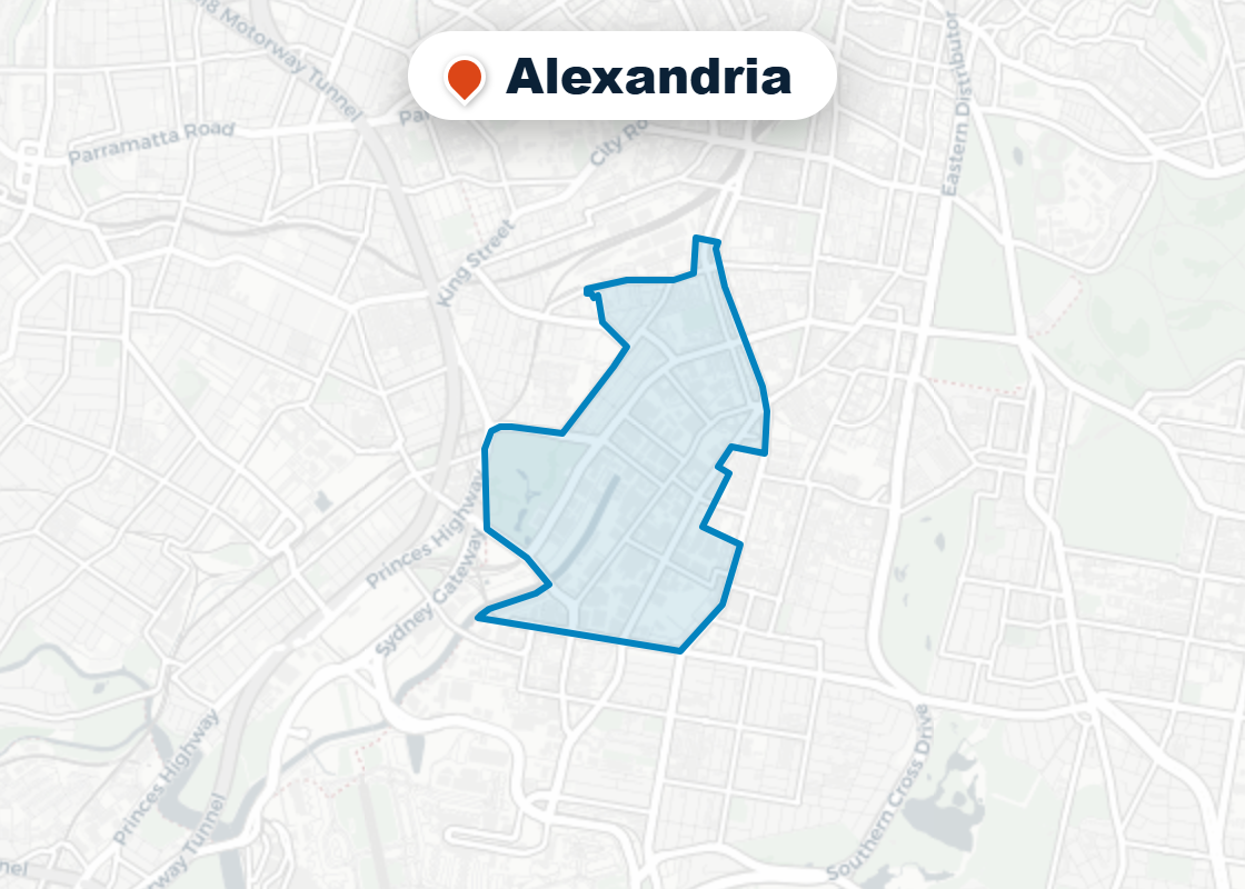 Map of Mr Splash plumbing service area in Alexandria