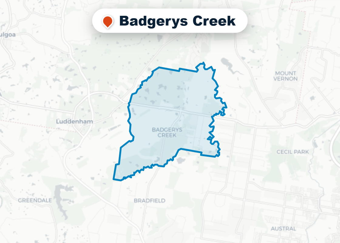 Map of Mr Splash plumbing service area in Badgerys Creek