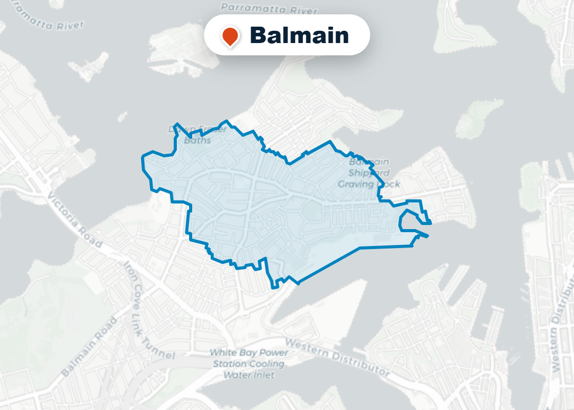 Map of Mr Splash plumbing service area in Balmain