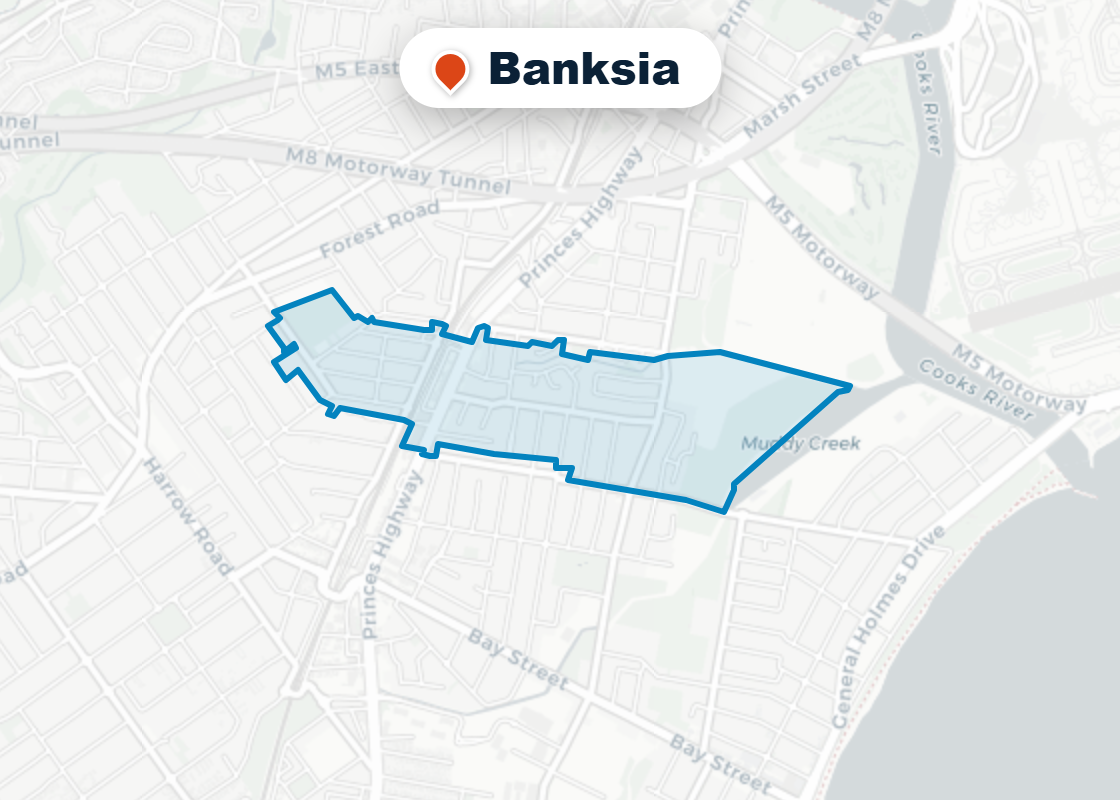 Map of Mr Splash plumbing service area in Banksia