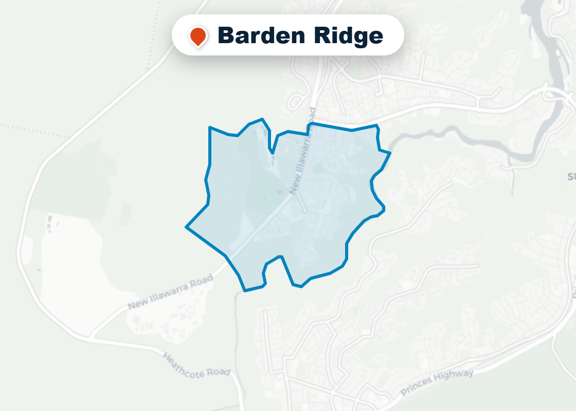 Map of Mr Splash plumbing service area in Barden Ridge