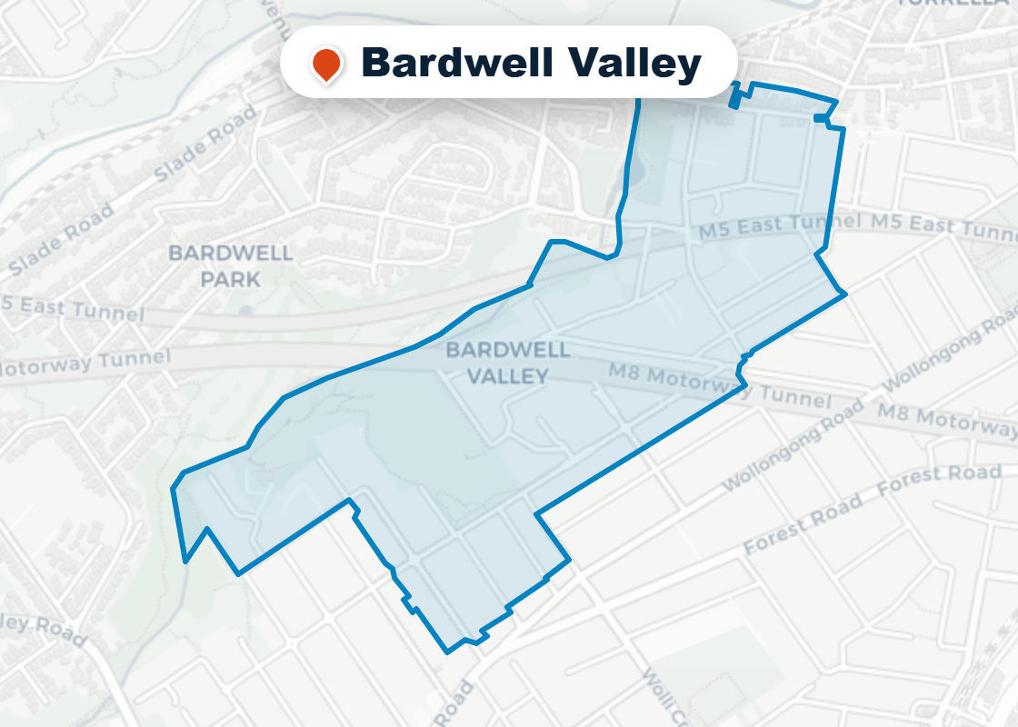 Map of Mr Splash plumbing service area in Bardwell Valley