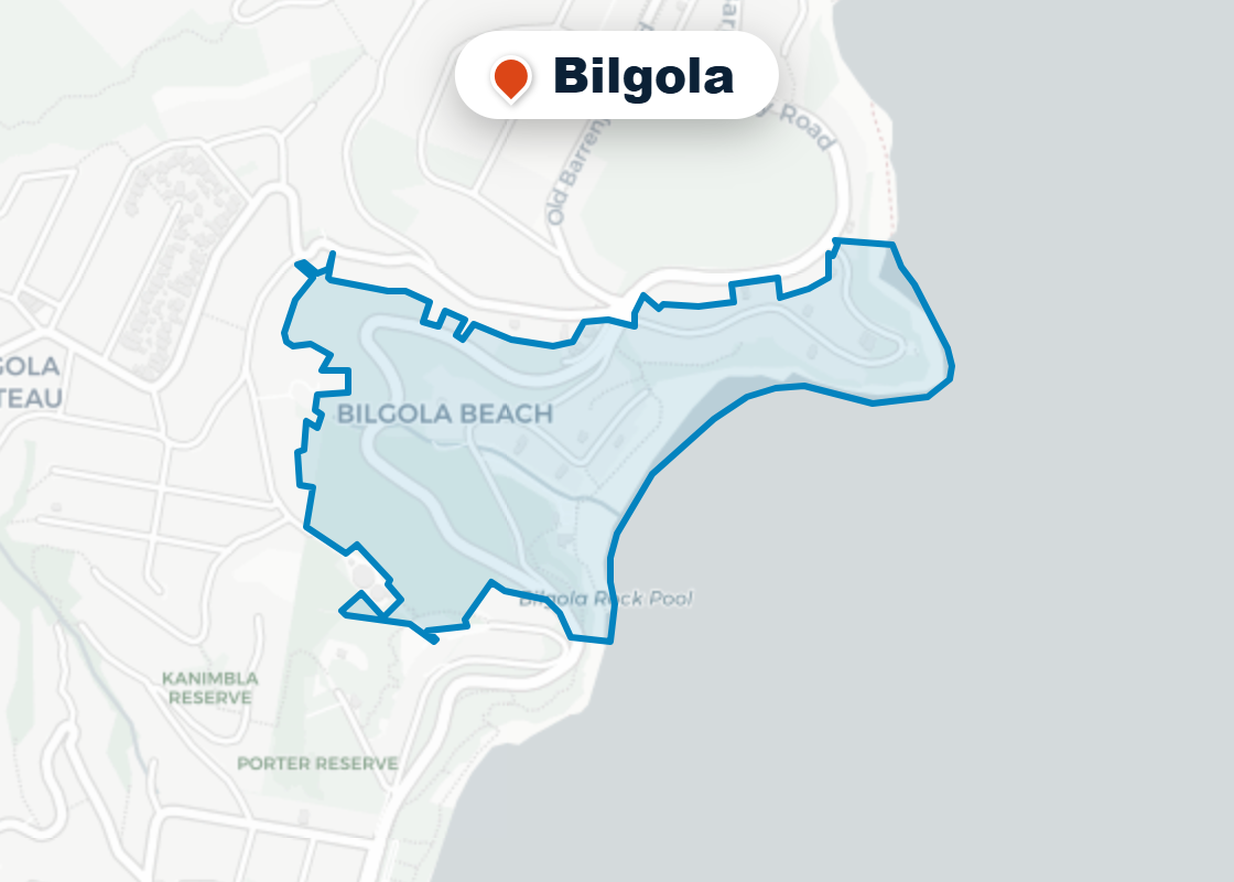 Map of Mr Splash plumbing service area in Bilgola
