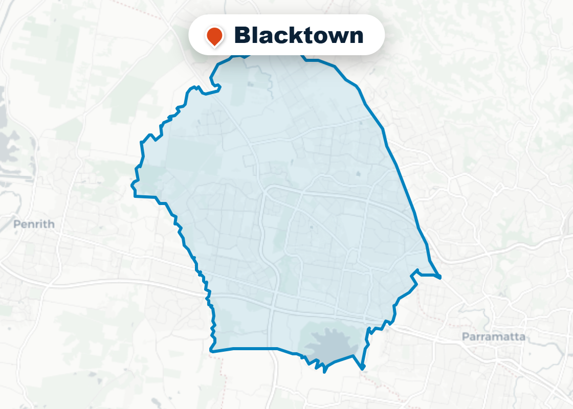Map of Mr Splash plumbing service area in Blacktown