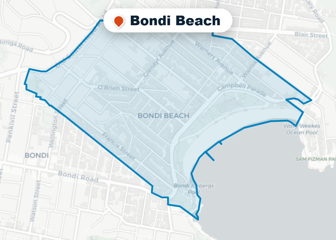 Map of Mr Splash plumbing service area in Bondi Beach