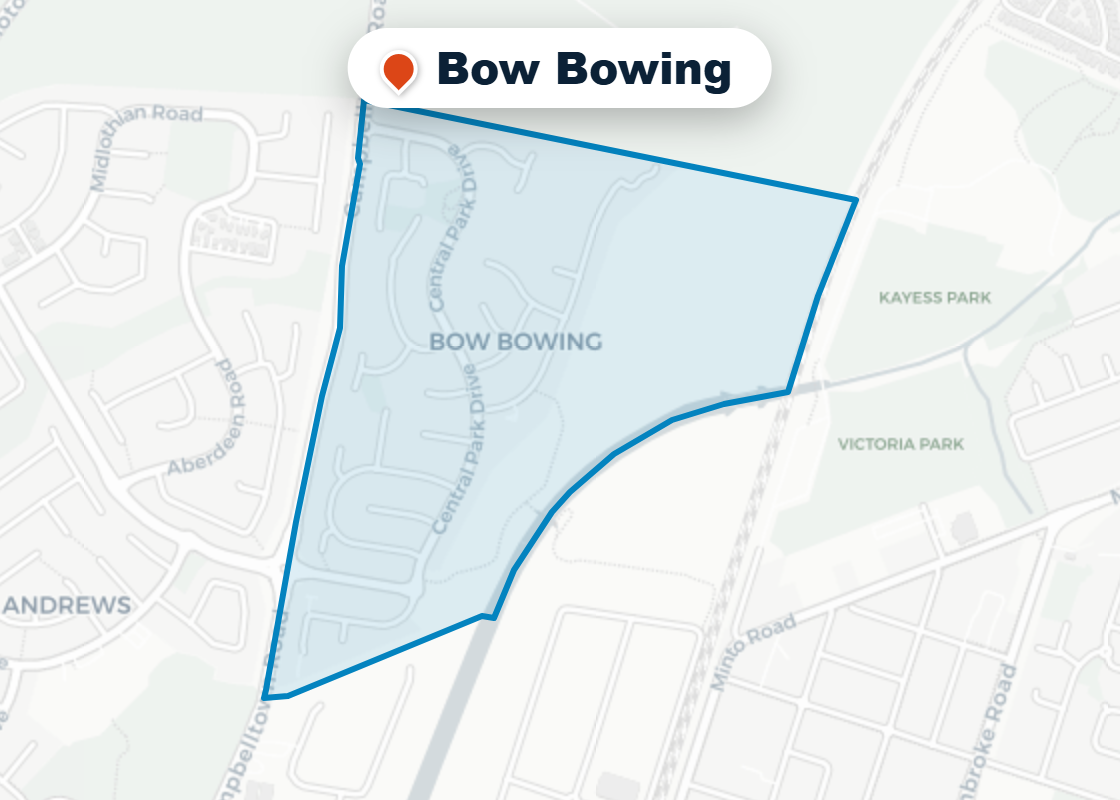 Map of Mr Splash plumbing service area in Bow Bowing