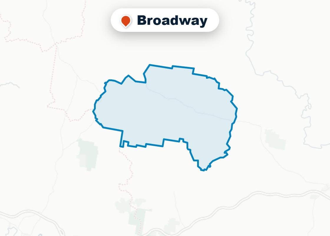 Map of Mr Splash plumbing service area in Broadway