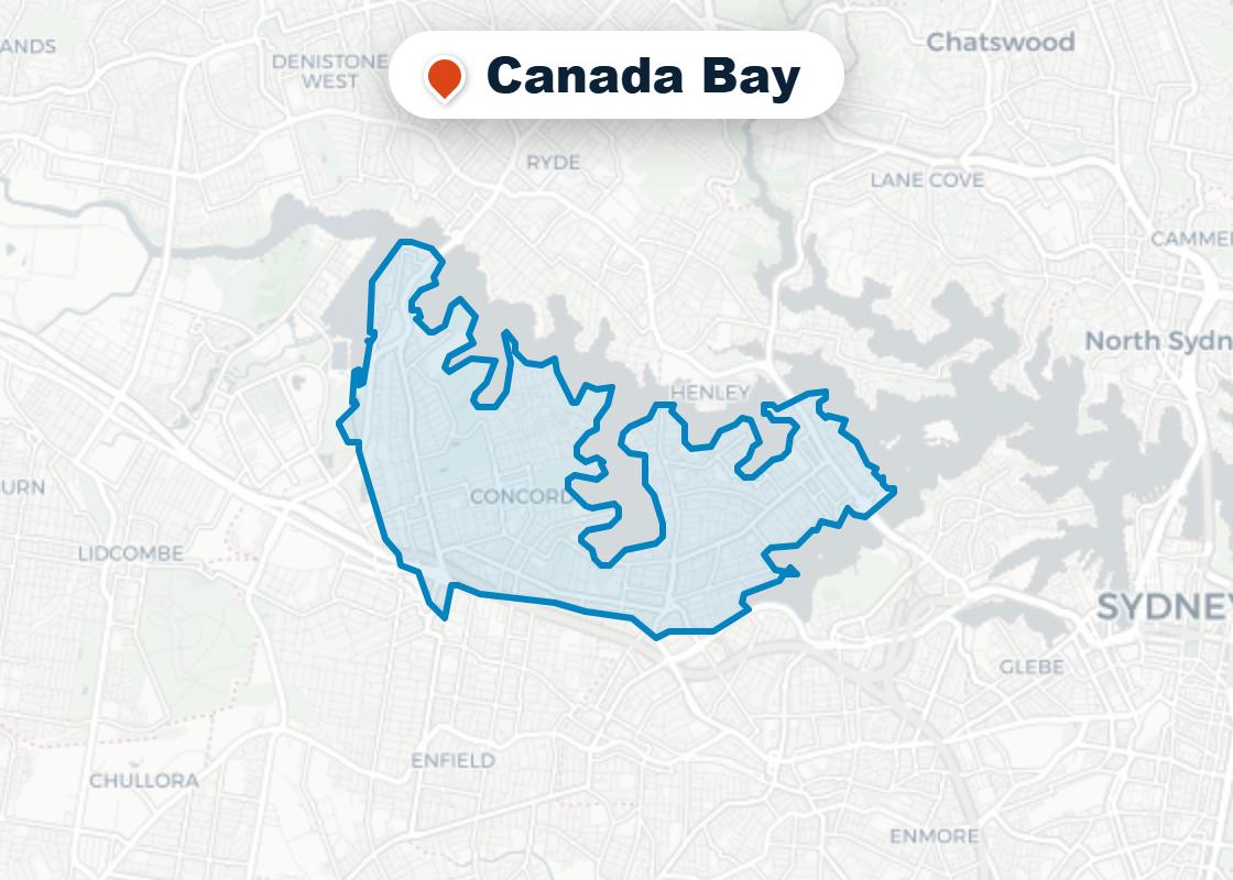 Map of Mr Splash plumbing service area in Canada Bay