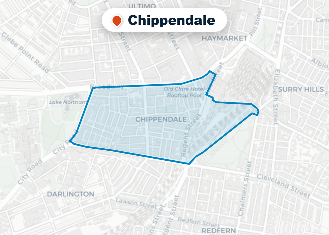 Map of Mr Splash plumbing service area in Chippendale