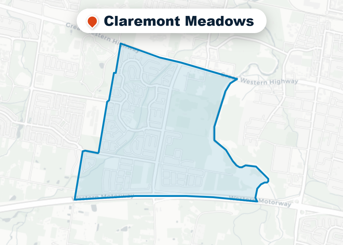 Map of Mr Splash plumbing service area in Claremont Meadows