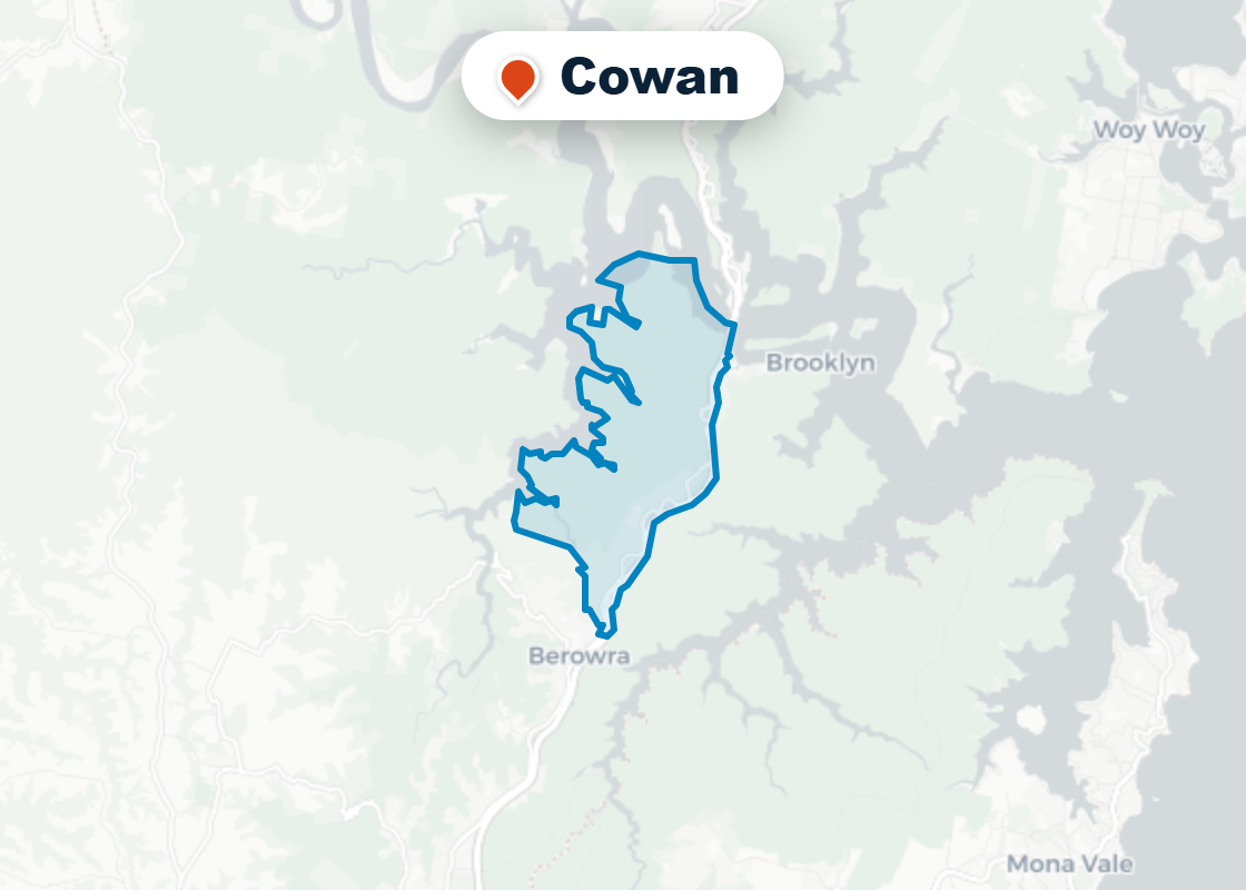 Map of Mr Splash plumbing service area in Cowan