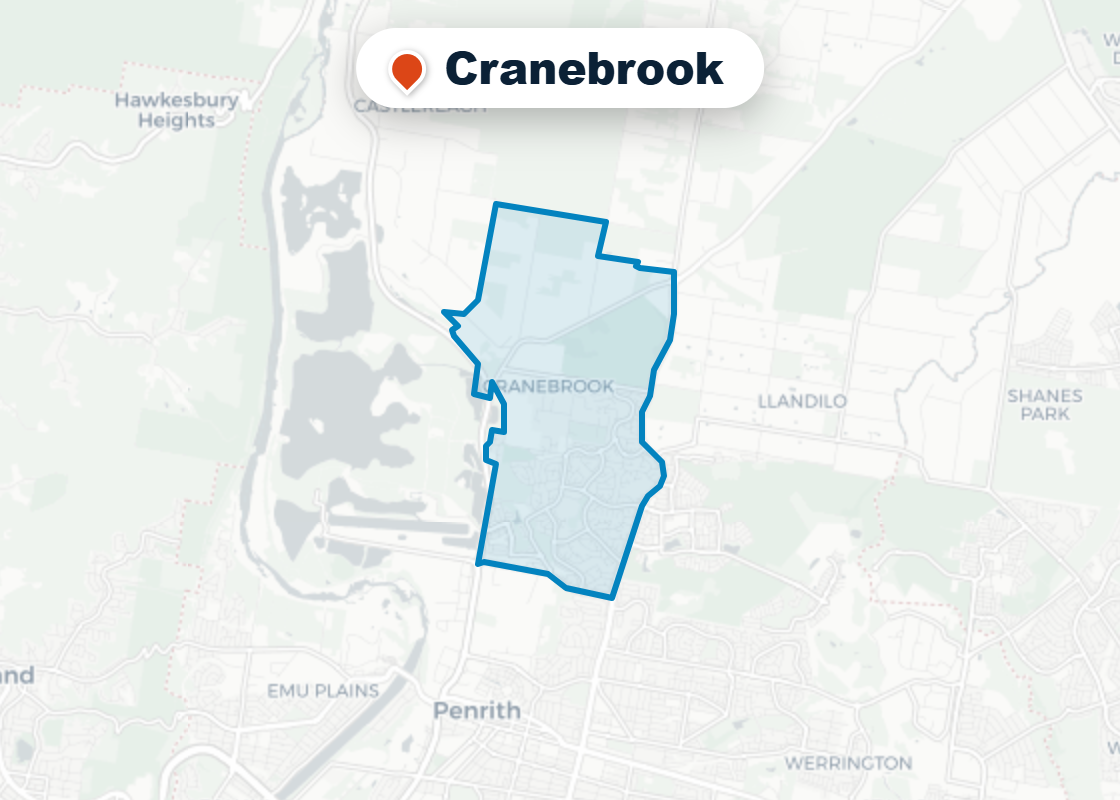 Map of Mr Splash plumbing service area in Cranebrook