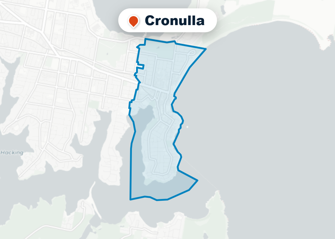 Map of Mr Splash plumbing service area in Cronulla
