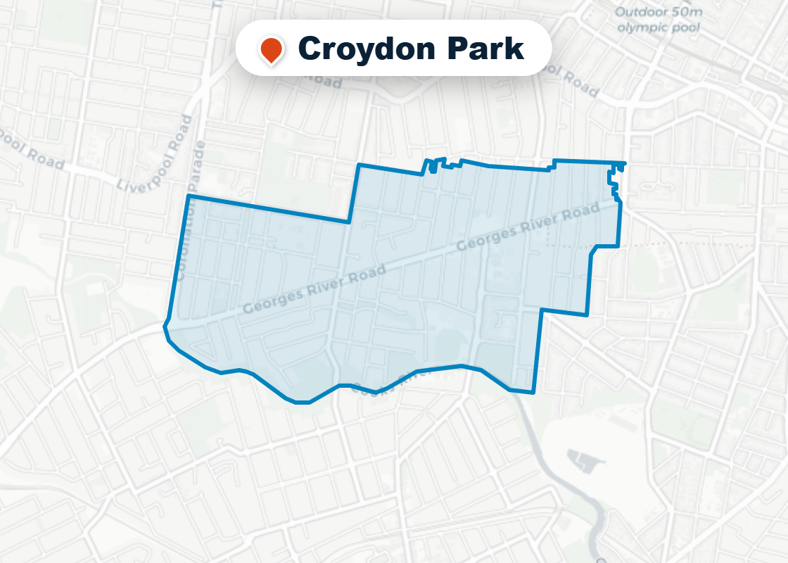 Map of Mr Splash plumbing service area in Croydon Park