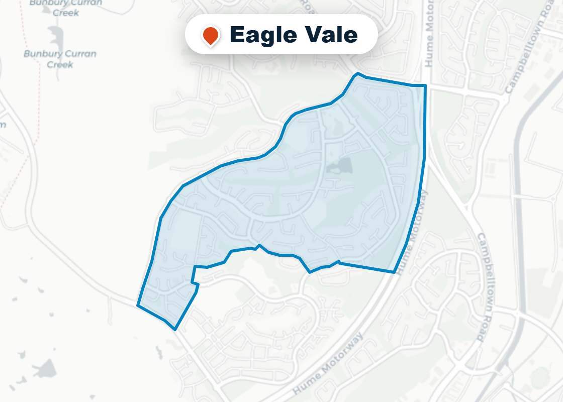 Map of Mr Splash plumbing service area in Eagle Vale