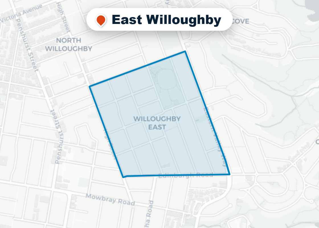 Map of Mr Splash plumbing service area in East Willoughby