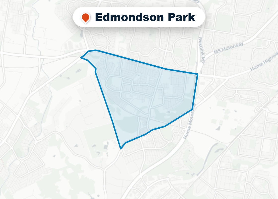 Map of Mr Splash plumbing service area in Edmondson Park