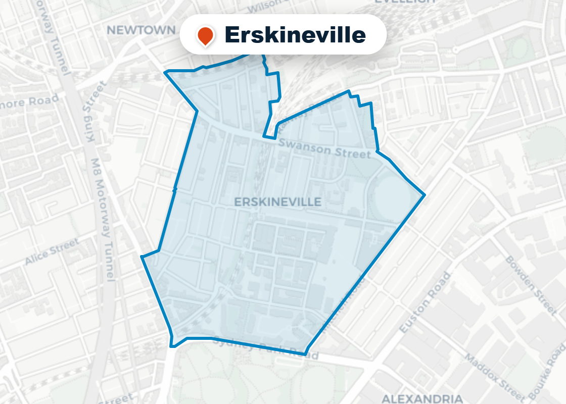 Map of Mr Splash plumbing service area in Erskineville