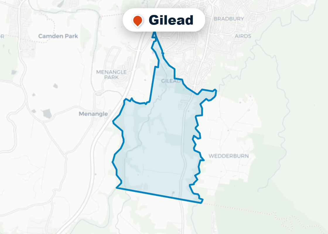 Map of Mr Splash plumbing service area in Gilead