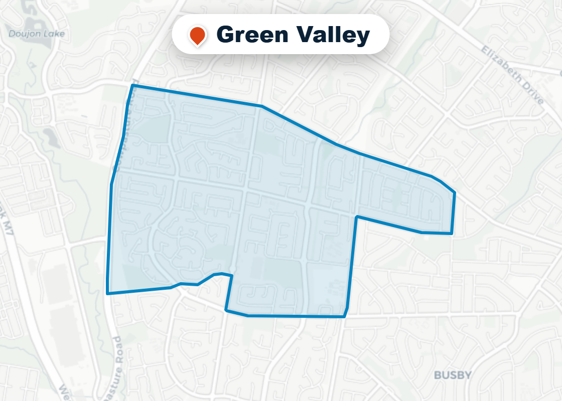 Map of Mr Splash plumbing service area in Green Valley