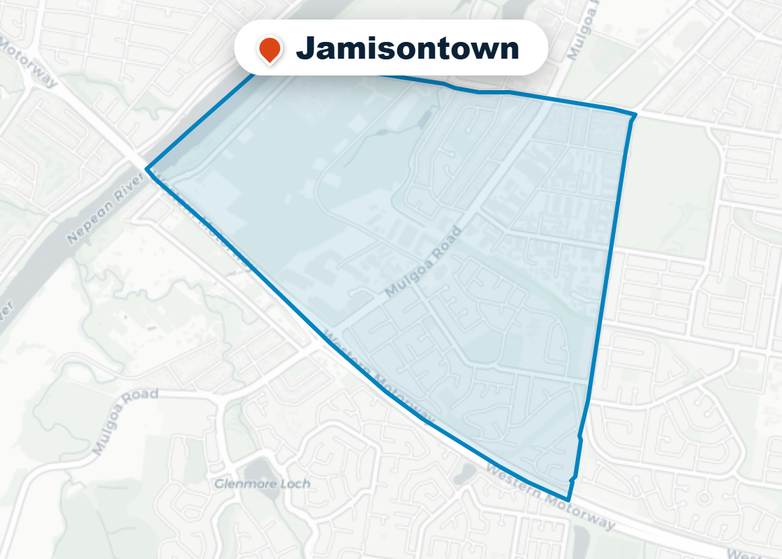 Map of Mr Splash plumbing service area in Jamisontown