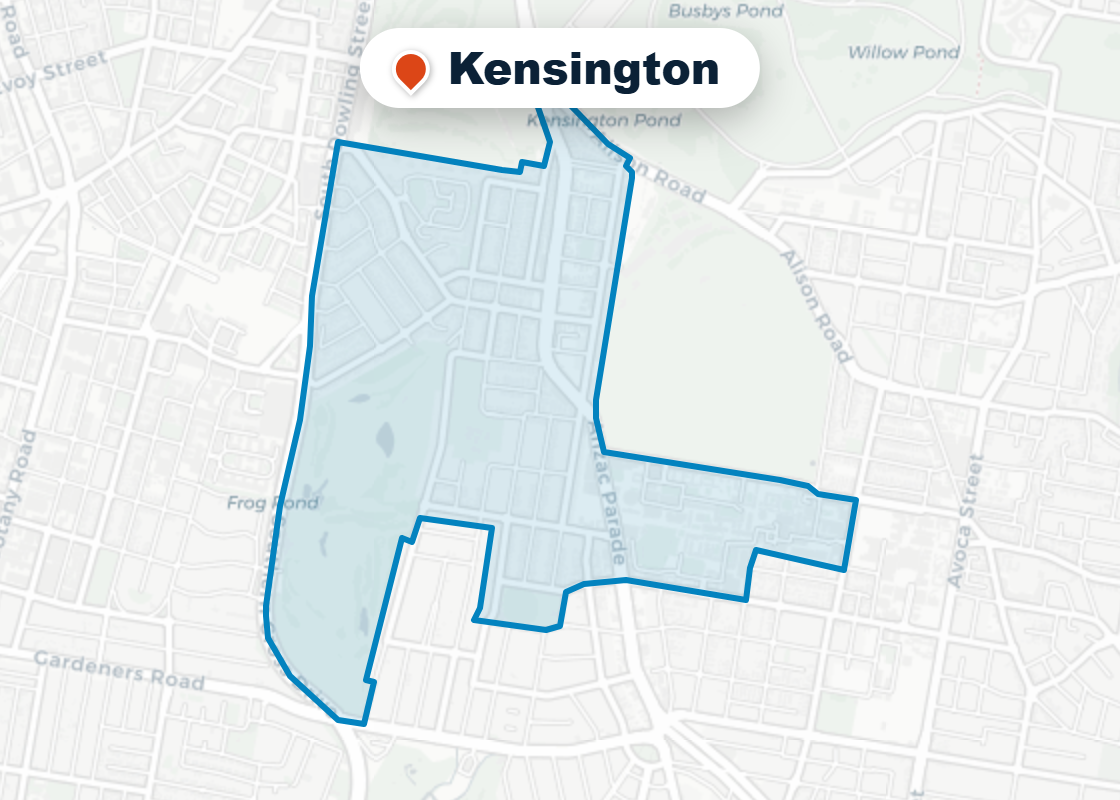 Map of Mr Splash plumbing service area in Kensington
