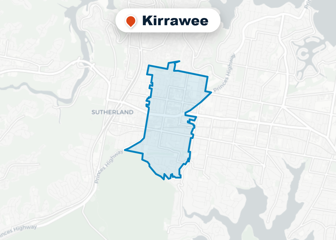 Map of Mr Splash plumbing service area in Kirrawee
