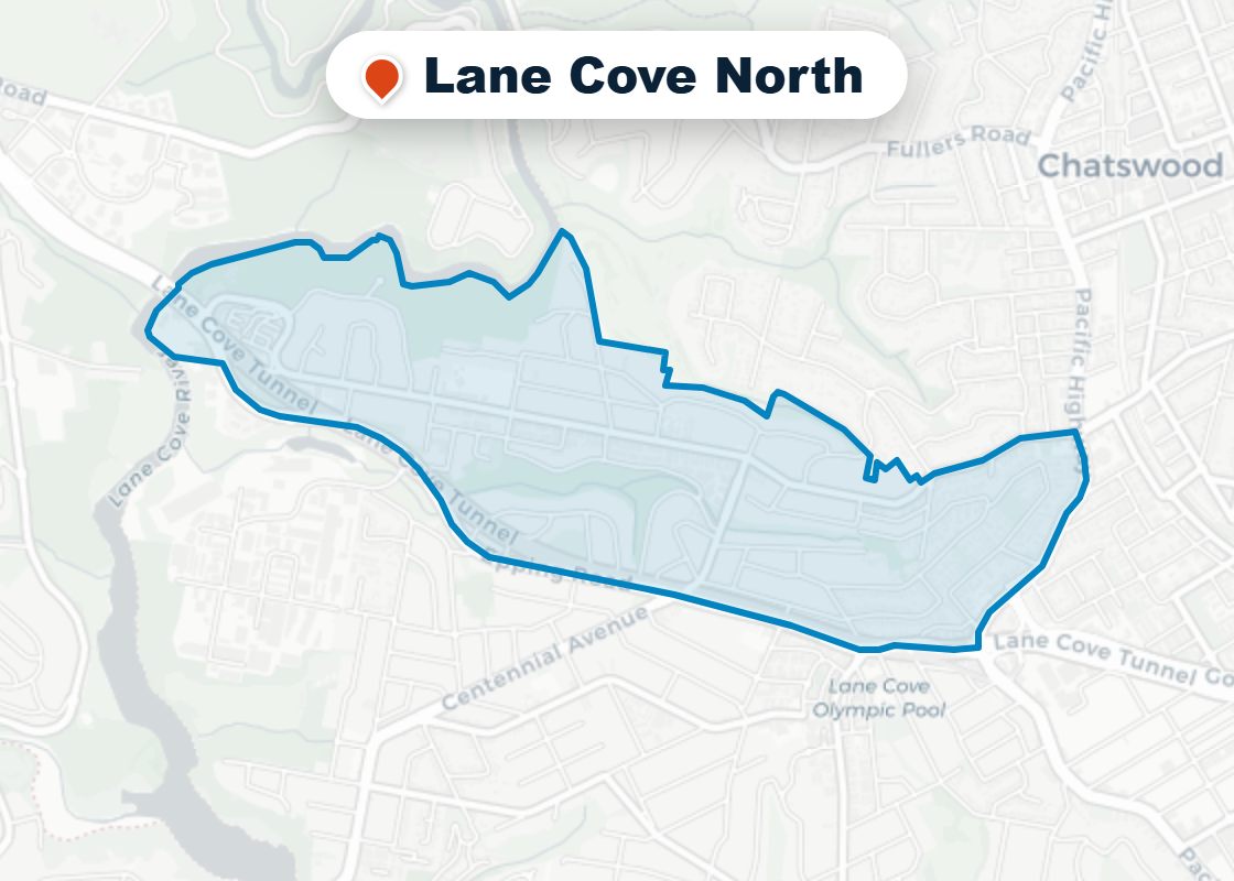 Map of Mr Splash plumbing service area in Lane Cove North