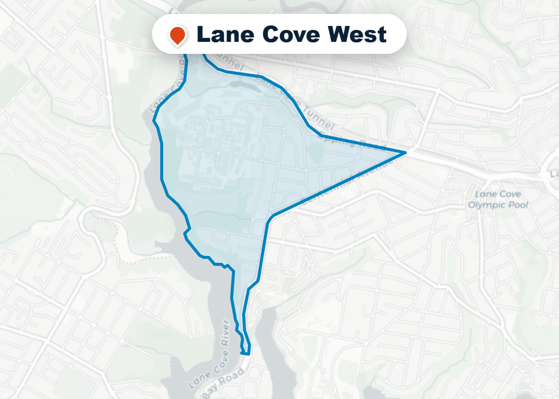 Map of Mr Splash plumbing service area in Lane Cove West