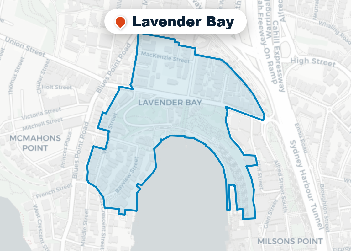 Map of Mr Splash plumbing service area in Lavender Bay