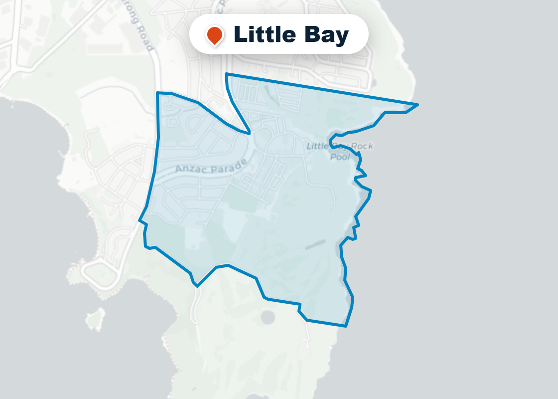 Map of Mr Splash plumbing service area in Little Bay
