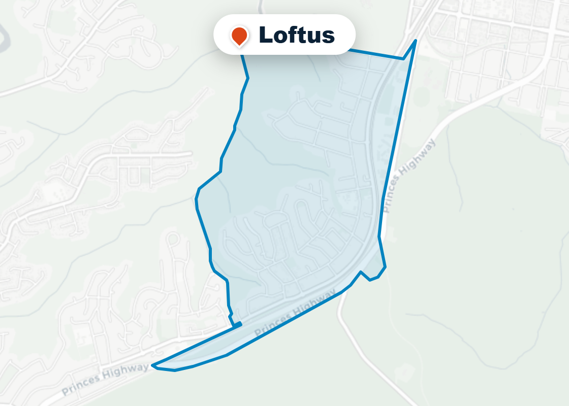 Map of Mr Splash plumbing service area in Loftus