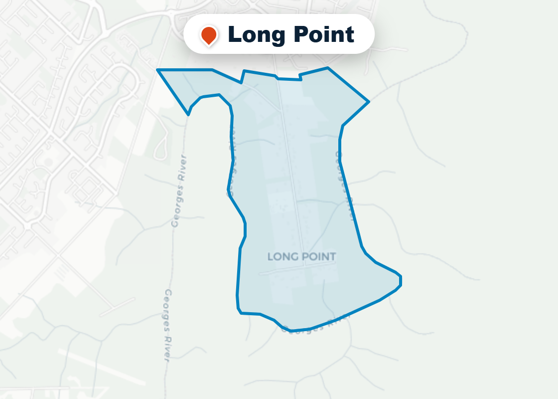 Map of Mr Splash plumbing service area in Long Point