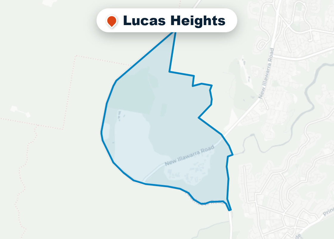 Map of Mr Splash plumbing service area in Lucas Heights