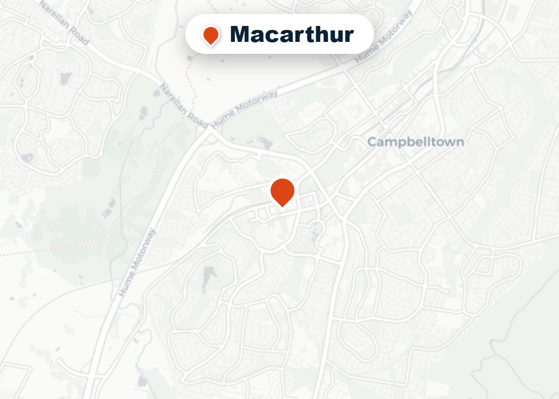 Map of Mr Splash plumbing service area in Macarthur