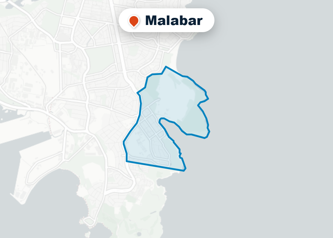 Map of Mr Splash plumbing service area in Malabar
