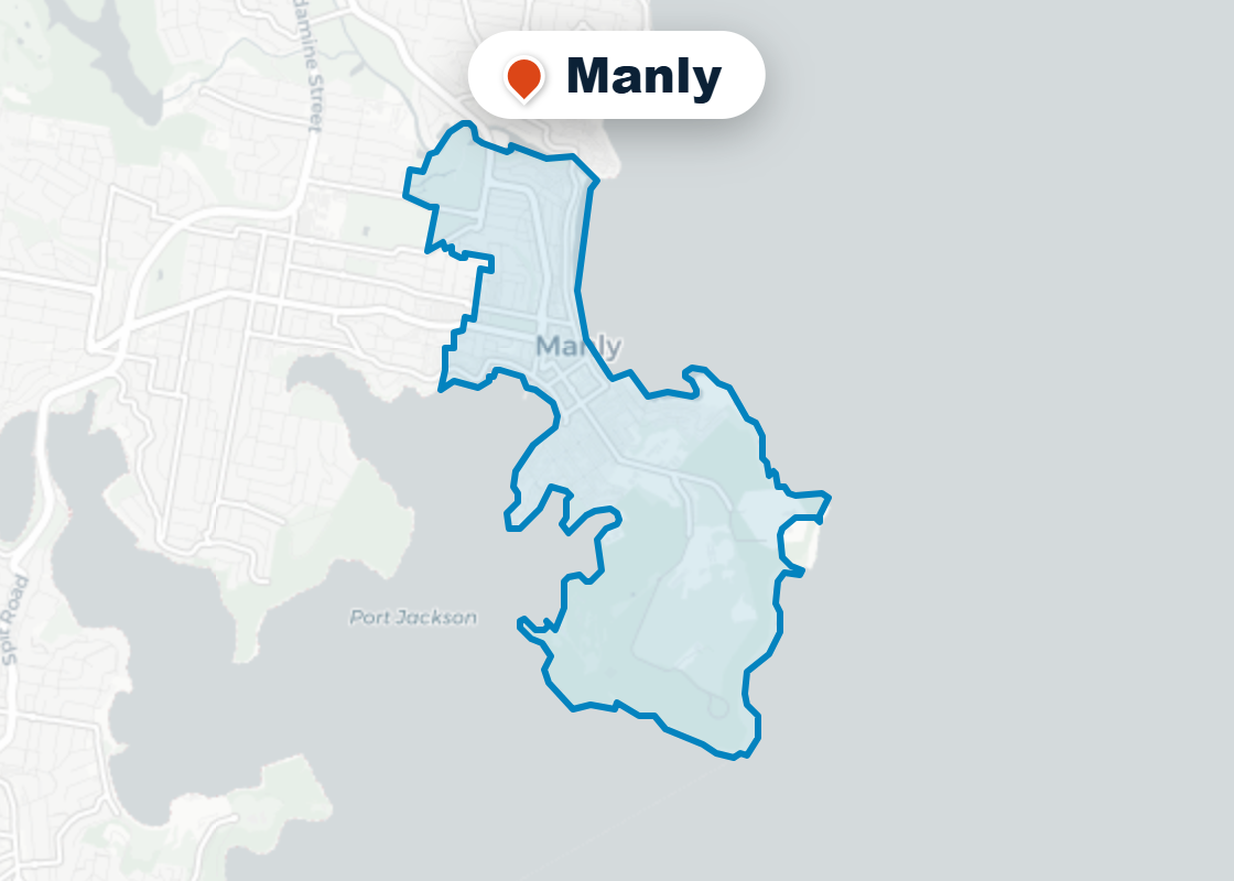 Map of Mr Splash plumbing service area in Manly