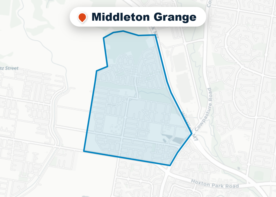 Map of Mr Splash plumbing service area in Middleton Grange