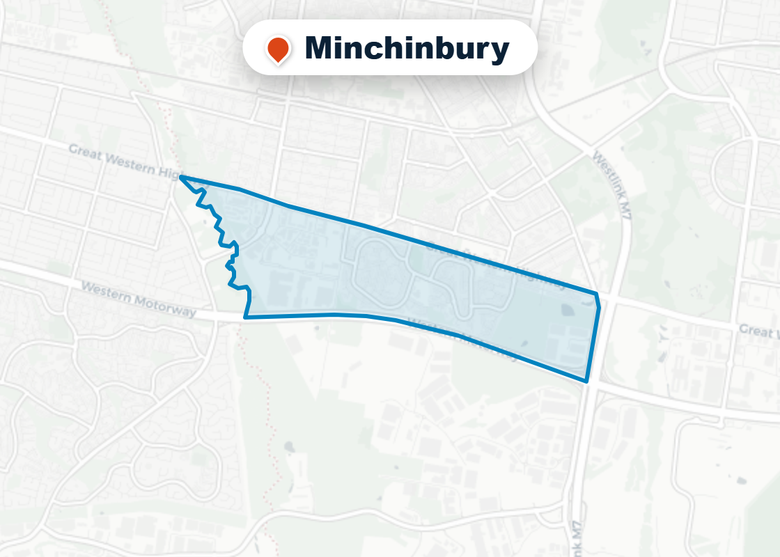 Map of Mr Splash plumbing service area in Minchinbury