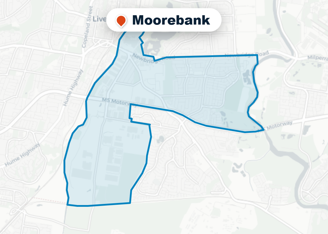 Map of Mr Splash plumbing service area in Moorebank