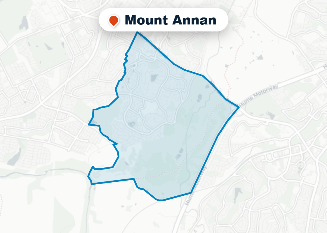 Map of Mr Splash plumbing service area in Mount Annan