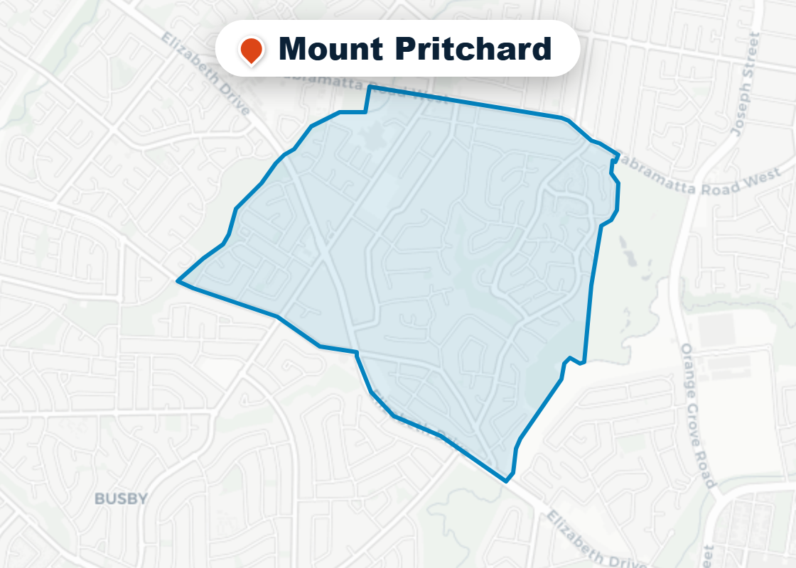 Map of Mr Splash plumbing service area in Mount Pritchard
