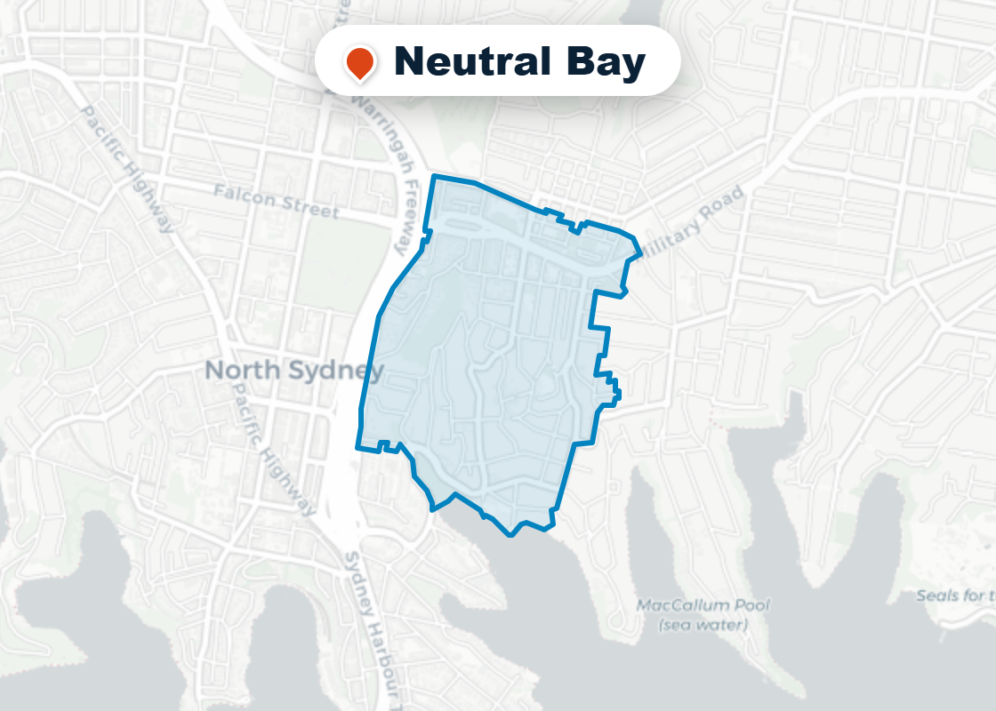 Map of Mr Splash plumbing service area in Neutral Bay