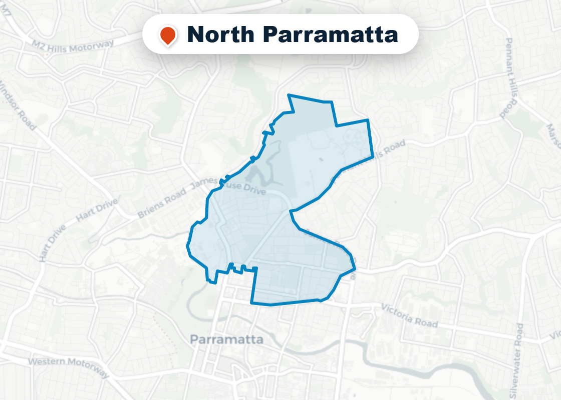 Map of Mr Splash plumbing service area in North Parramatta