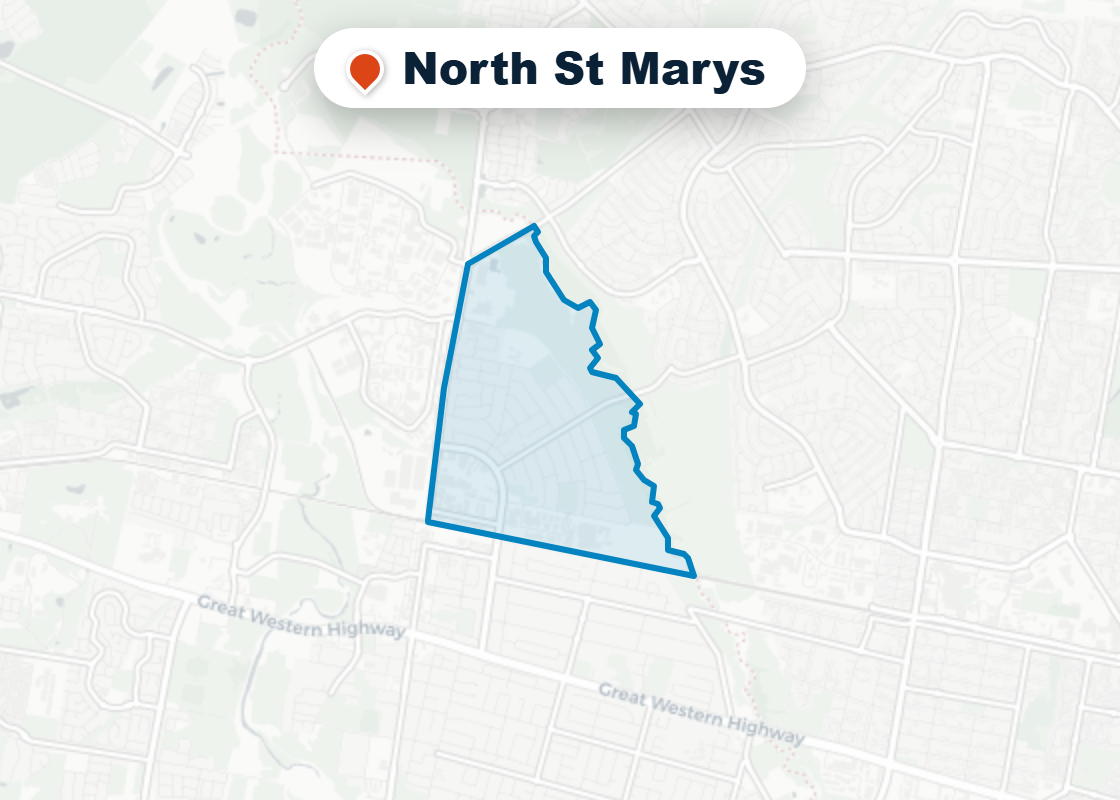 Map of Mr Splash plumbing service area in North St Marys