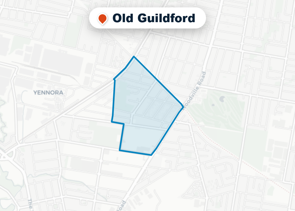 Map of Mr Splash plumbing service area in Old Guildford