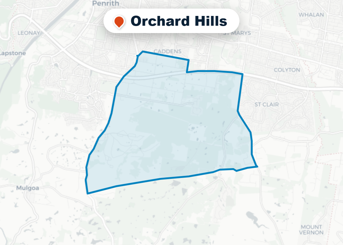 Map of Mr Splash plumbing service area in Orchard Hills