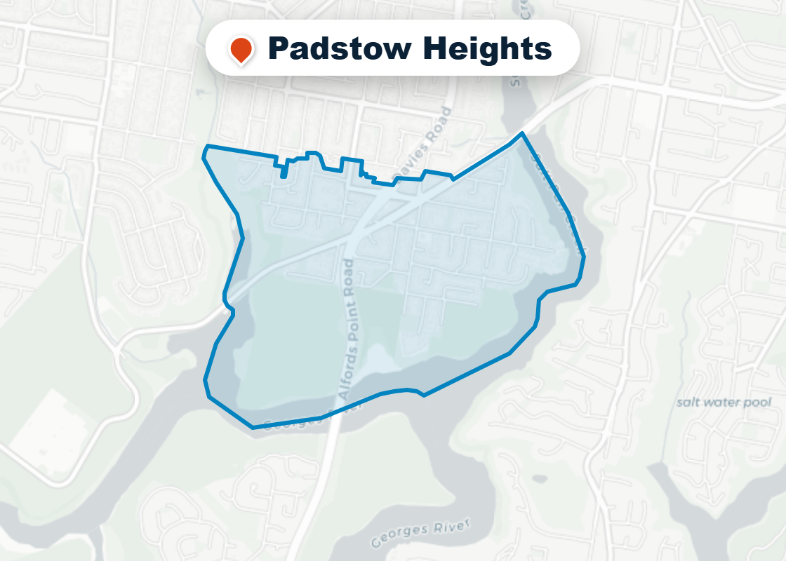 Map of Mr Splash plumbing service area in Padstow Heights